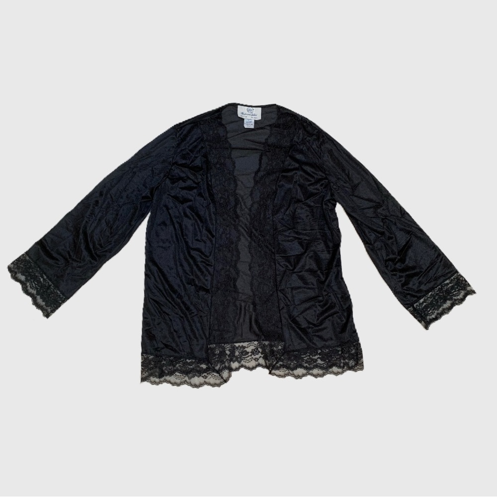 Vintage Undercover Wear Black Lacy Lingerie Robe Size L